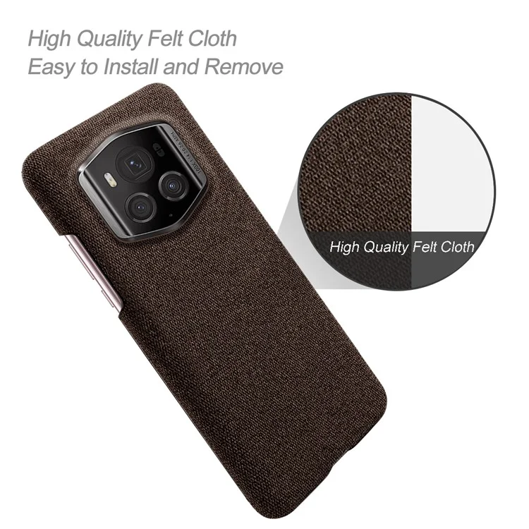 For Honor Magic6 RSR Porsche Design 5G Phone Cover Cloth+PC Drop-proof Back Case - Brown