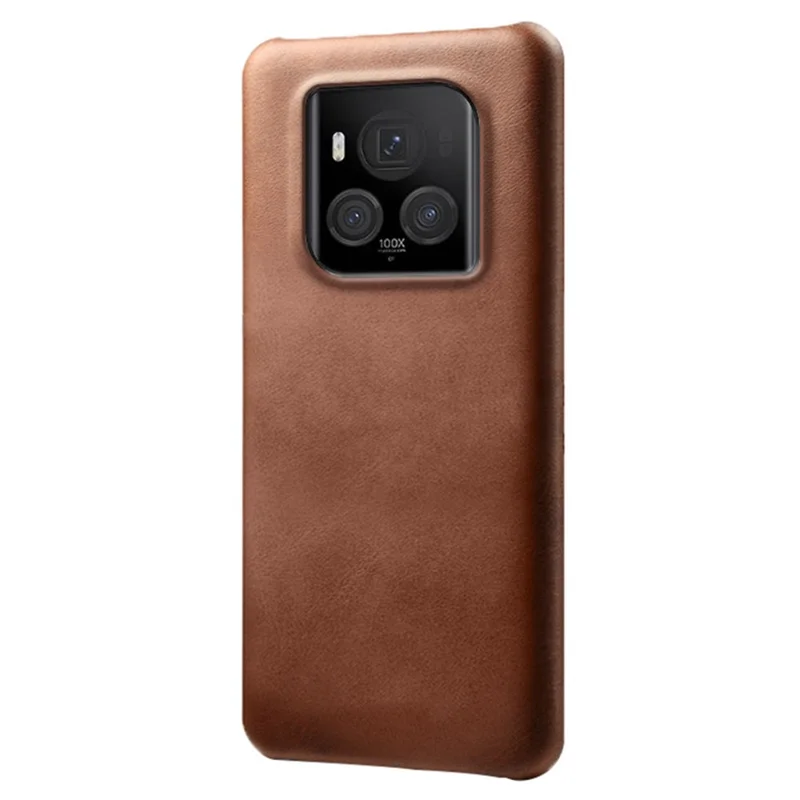 For Honor Magic6 Ultimate 5G Case Leather Coated PC Phone Cover Calf Texture - Brown
