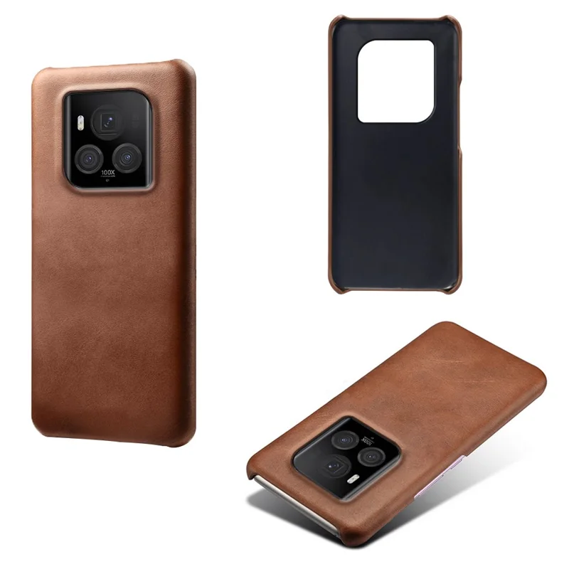 For Honor Magic6 Ultimate 5G Case Leather Coated PC Phone Cover Calf Texture - Brown