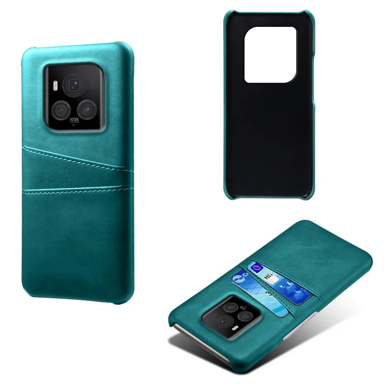 For Honor Magic6 Ultimate 5G Case with 2 Card Slots Dual Layer PU Leather+PC Phone Cover - Green