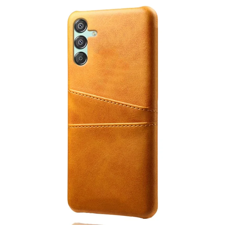 Pour Samsung Galaxy F15 5G / M15 5G Étui en cuir PU dur PC antichoc avec 2 fentes pour cartes - Orange