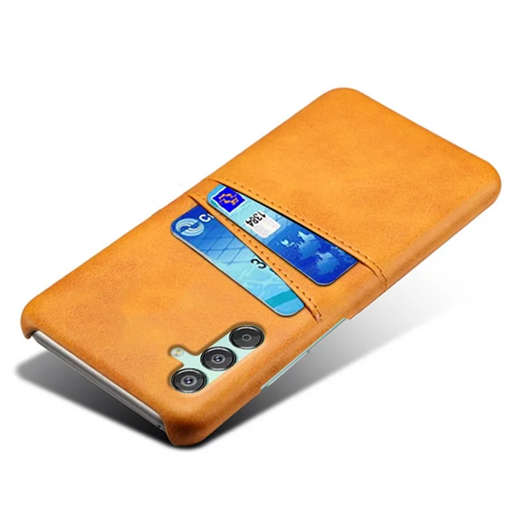 Pour Samsung Galaxy F15 5G / M15 5G Étui en cuir PU dur PC antichoc avec 2 fentes pour cartes - Orange
