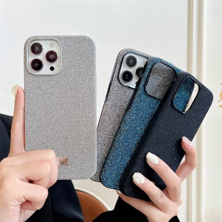 VESCENT For iPhone 14 Pro Max Case Glitter TPU+PC Drop-proof Cell Phone Cover - Black