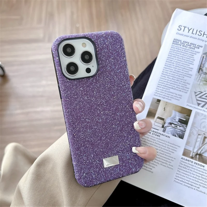 VESCENT For iPhone 12 Pro Max Case Glitter TPU+PC Drop Resistant Phone Cover - Black