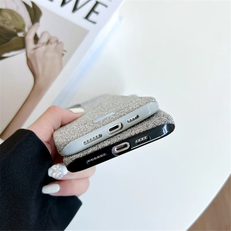 VESCENT For iPhone 13 Pro 6.1 inch Case Glitter TPU+PC Anti-drop Smartphone Back Cover - Black