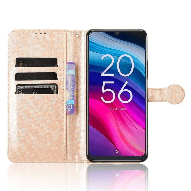 Per TCL 505 Wallet Phone Case Dots Pattern PU Leather Flip Cover - Rose Gold