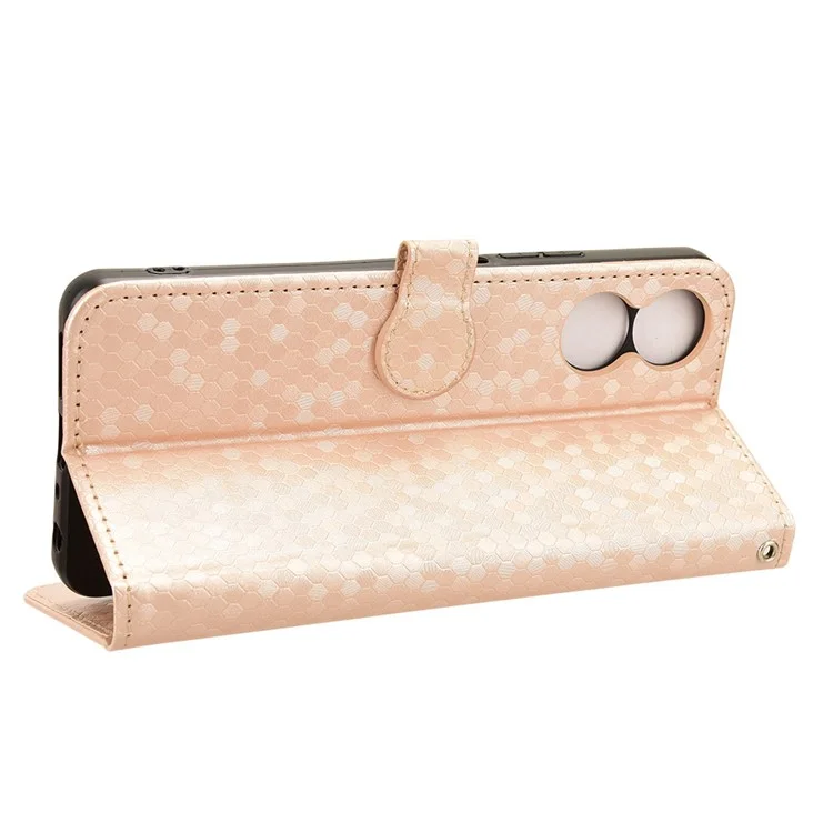 Per TCL 505 Wallet Phone Case Dots Pattern PU Leather Flip Cover - Rose Gold