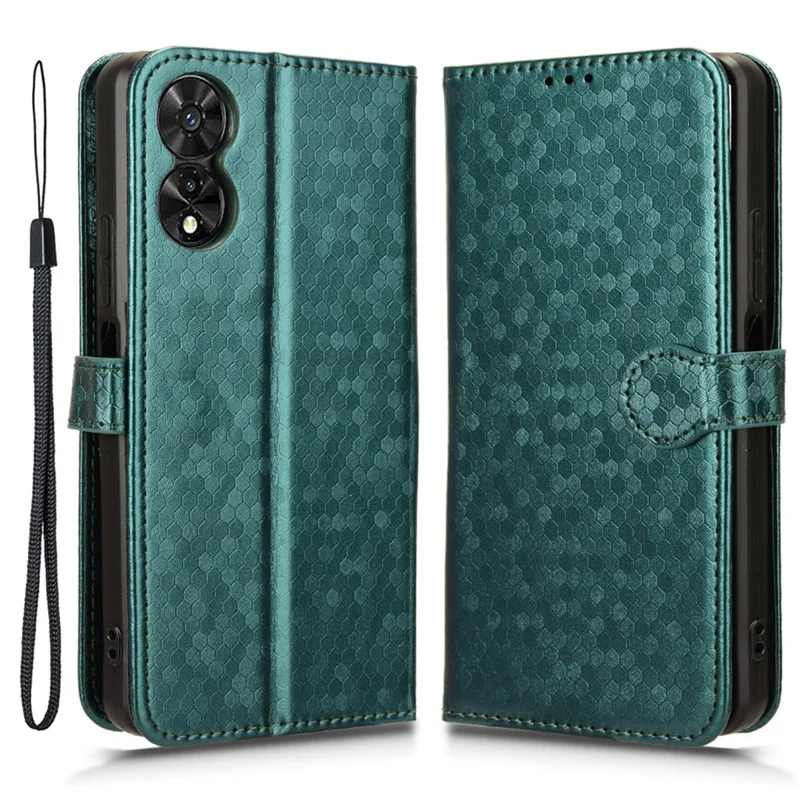 For TCL 505 Wallet Phone Case Dots Pattern PU Leather Flip Cover - Green
