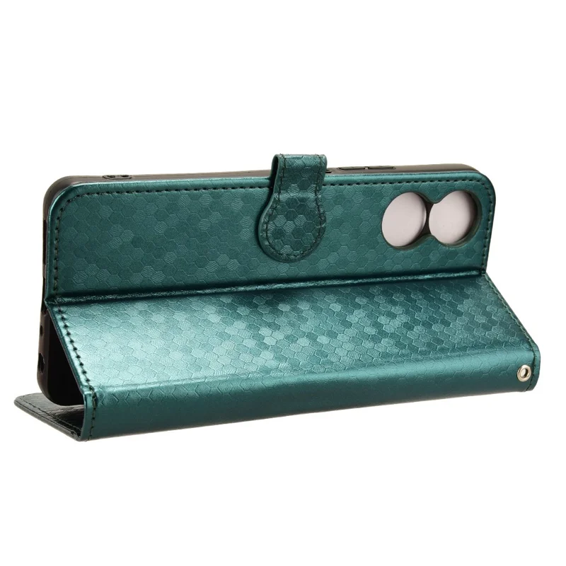 For TCL 505 Wallet Phone Case Dots Pattern PU Leather Flip Cover - Green
