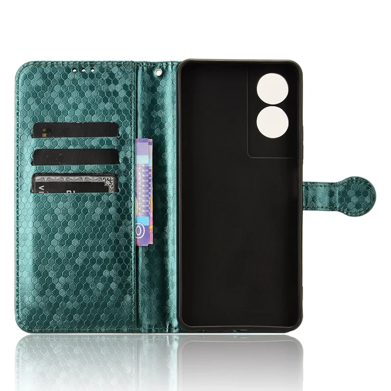 For TCL 505 Wallet Phone Case Dots Pattern PU Leather Flip Cover - Green