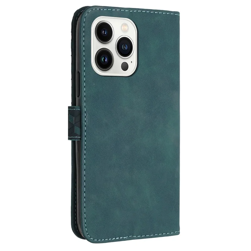 For iPhone 12 Pro 6.1 inch Case PU Leather Phone Wallet 7-Shape Imprinted Anti-scratch Cover - Green