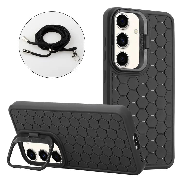 For Samsung Galaxy A05s 4G Crossbody Case Heat Dissipation Structure TPU Phone Cover - Black