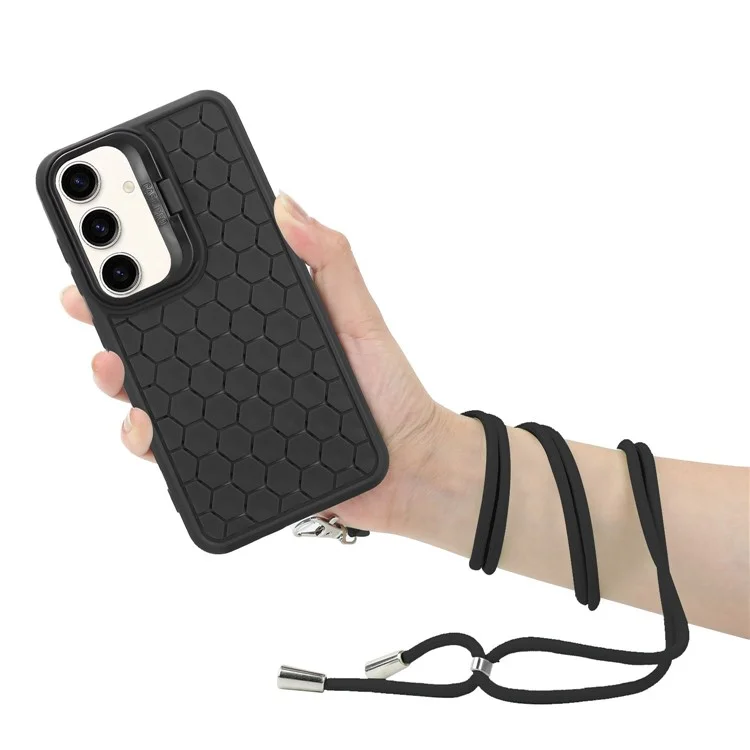 For Samsung Galaxy A05s 4G Crossbody Case Heat Dissipation Structure TPU Phone Cover - Black