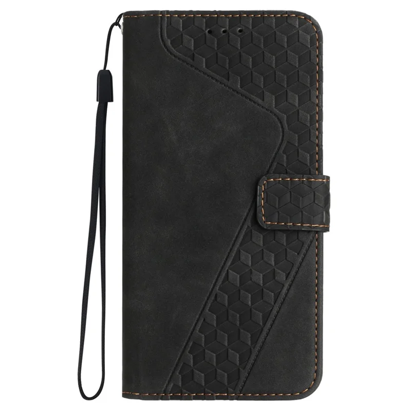 For iPhone 14 Plus Mobile Phone Cases Imprinted 7-Shape PU Leather Wallet Phone Stand Cover - Black