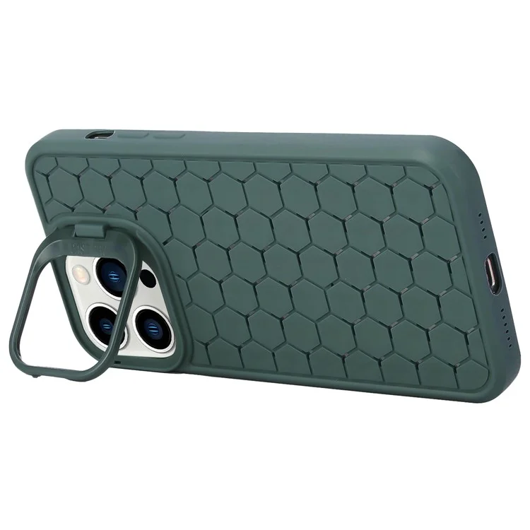 For iPhone 12 / 12 Pro Kickstand Case Breathable Cooling TPU Phone Cover - Army Green