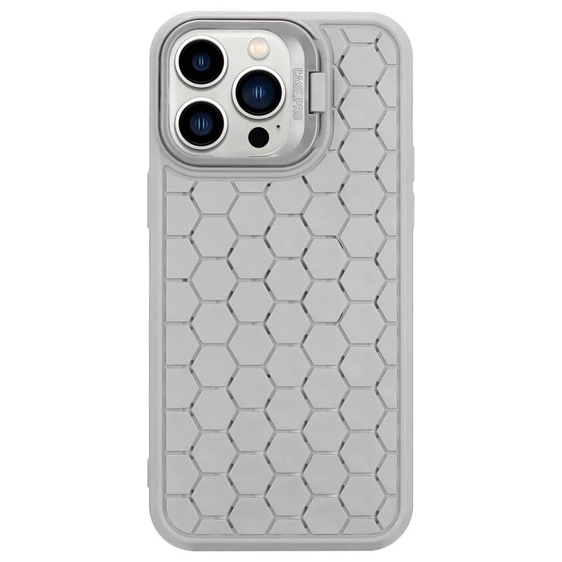 For iPhone 12 / 12 Pro Kickstand Case Breathable Cooling TPU Phone Cover - Grey