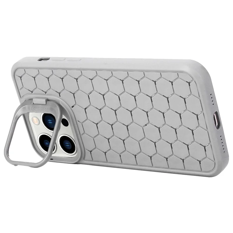 For iPhone 12 / 12 Pro Kickstand Case Breathable Cooling TPU Phone Cover - Grey