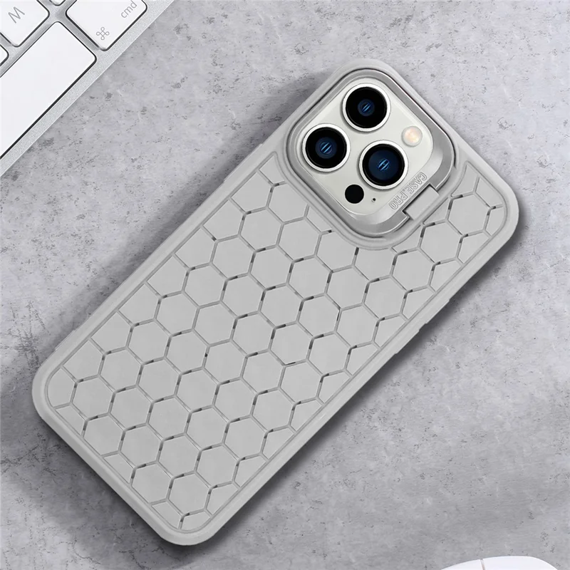 For iPhone 12 / 12 Pro Kickstand Case Breathable Cooling TPU Phone Cover - Grey