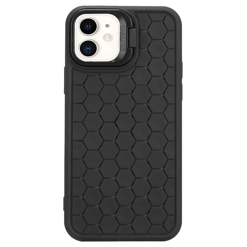 For iPhone 11 Case with Lens Frame Kickstand TPU Heat Dissipation Phone Cover - Black
