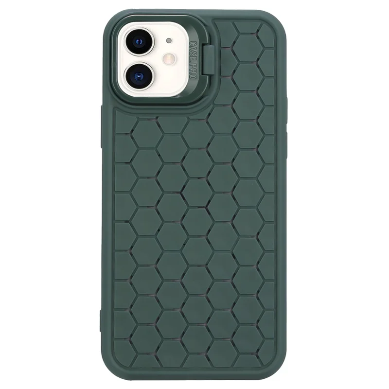 For iPhone 11 Case with Lens Frame Kickstand TPU Heat Dissipation Phone Cover - Army Green