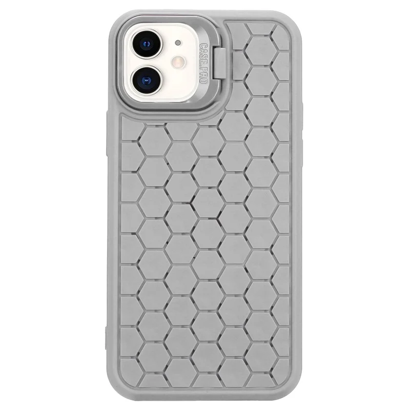 For iPhone 11 Case with Lens Frame Kickstand TPU Heat Dissipation Phone Cover - Grey