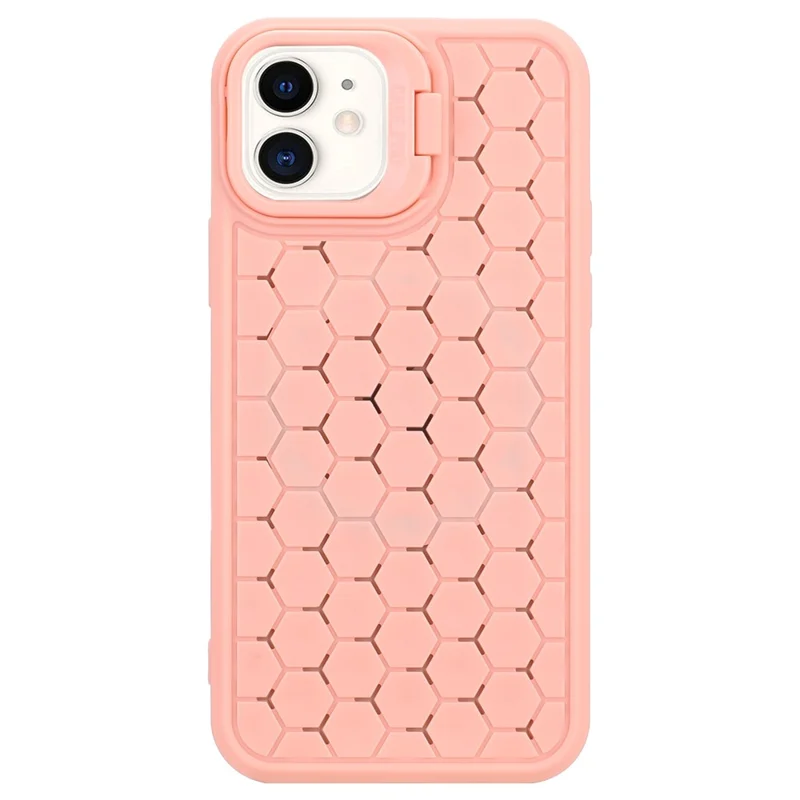 For iPhone 11 Case with Lens Frame Kickstand TPU Heat Dissipation Phone Cover - Pink
