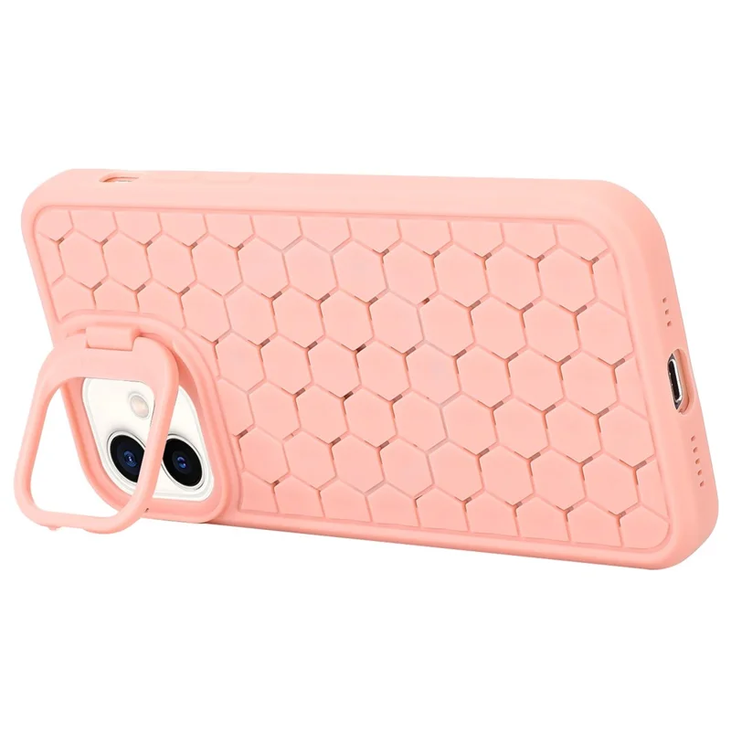 For iPhone 11 Case with Lens Frame Kickstand TPU Heat Dissipation Phone Cover - Pink