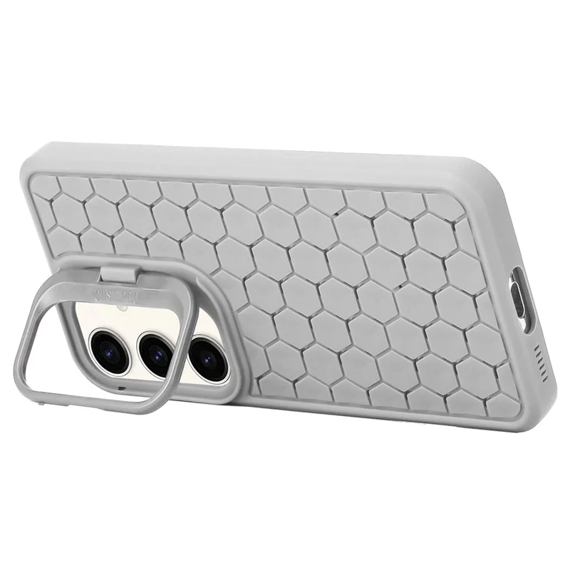 Per Samsung Galaxy A15 4G / A15 5G Case Respirante Raffreddamento TPU Shell del telefono con Supporto - Grigio