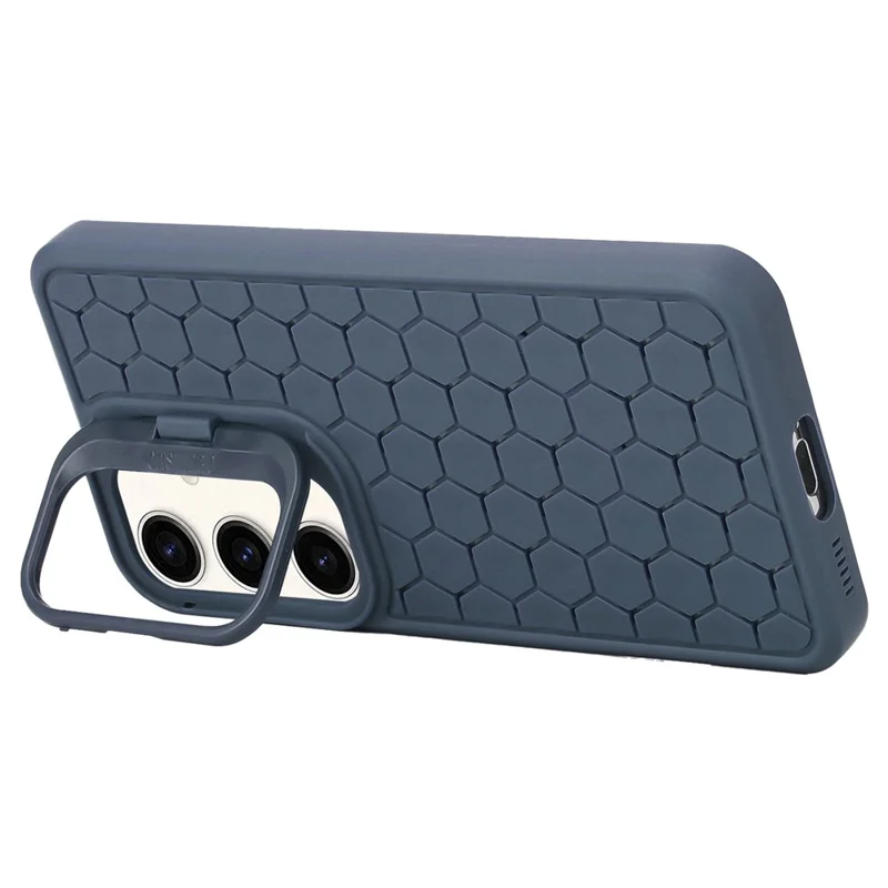 For Samsung Galaxy A15 4G / A15 5G Case Breathable Cooling TPU Phone Shell with Kickstand - Dark Blue