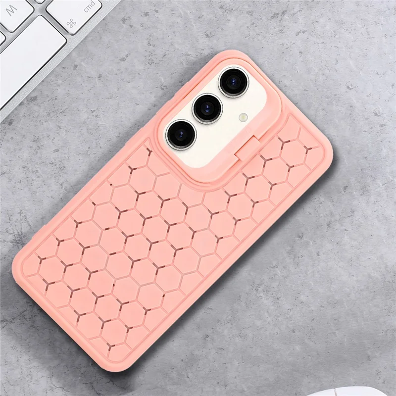 For Samsung Galaxy A15 4G / A15 5G Case Breathable Cooling TPU Phone Shell with Kickstand - Pink