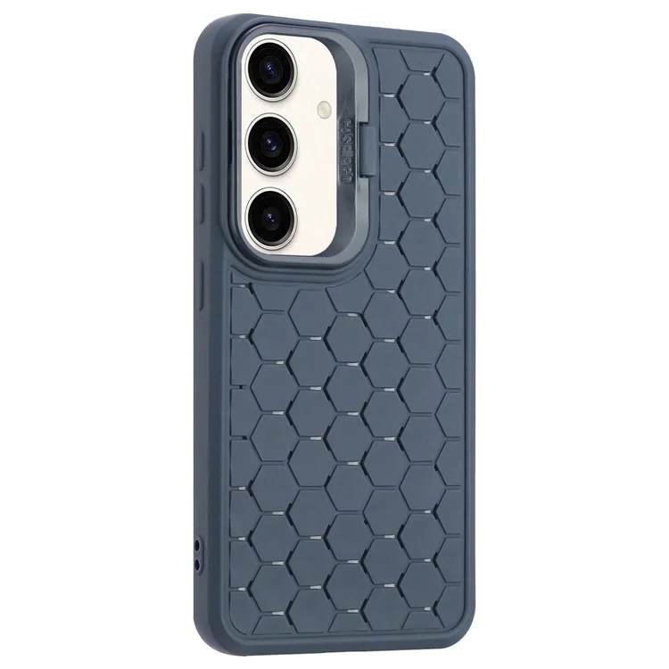 For Samsung Galaxy S23 FE Case Breathable Cooling TPU Phone Cover with Lens Kickstand - Dark Blue