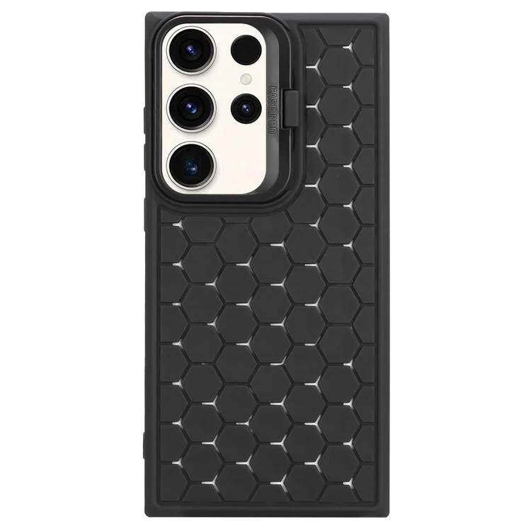 For Samsung Galaxy S23 Ultra Case Protective TPU Breathable Cooling Phone Cover with Kickstand - Black