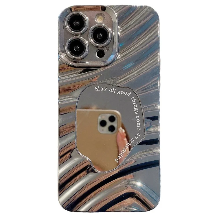 For iPhone 12 Pro Max TPU Case Acrylic Mirror Phone Protective Cover Electroplated Wavy Texture Design