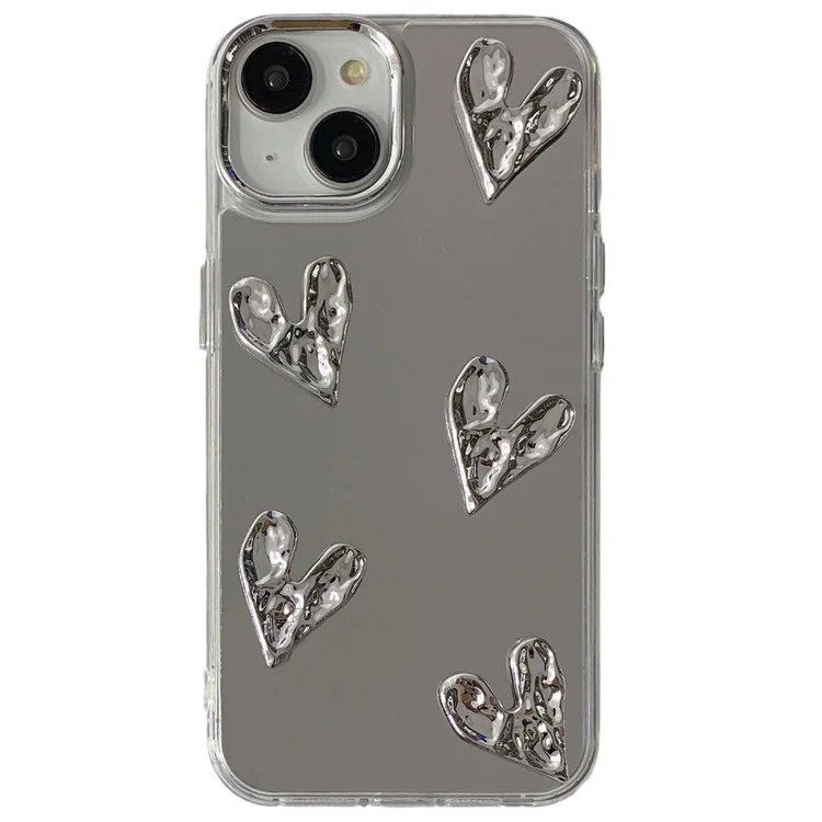 Funda para iPhone 13 con corazón / Decoración de oso TPU+PC Superficie espejo anti-caída - Corazón