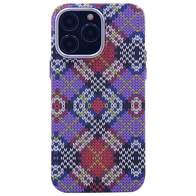 Para iPhone 13 Pro Max 6,7 polegadas Luminous Case PC Magnetic Phone Cover Compatível com MagSafe - Quadrado Cruzado Roxo