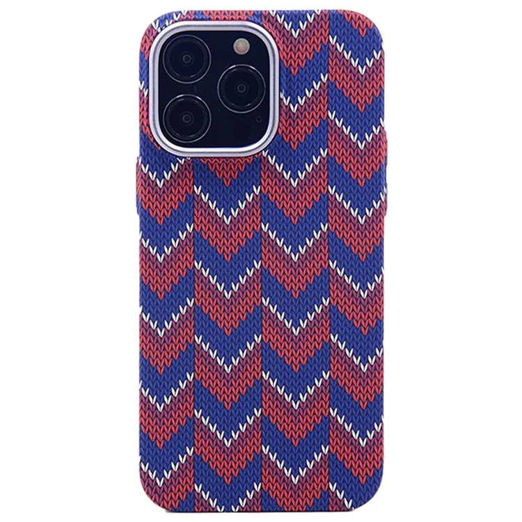 For iPhone 12 Pro Max 6.7 inch Case Hard PC Luminous  Phone Cover Compatible with MagSafe - Red and Blue V Pattern