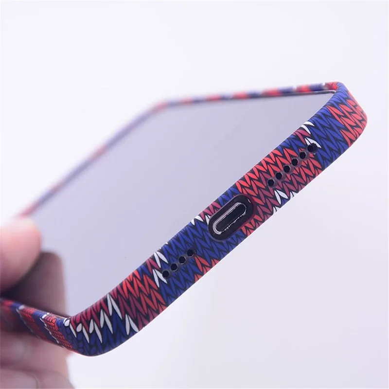 For iPhone 12 Pro Max 6.7 inch Case Hard PC Luminous  Phone Cover Compatible with MagSafe - Ethnic Style Plaid