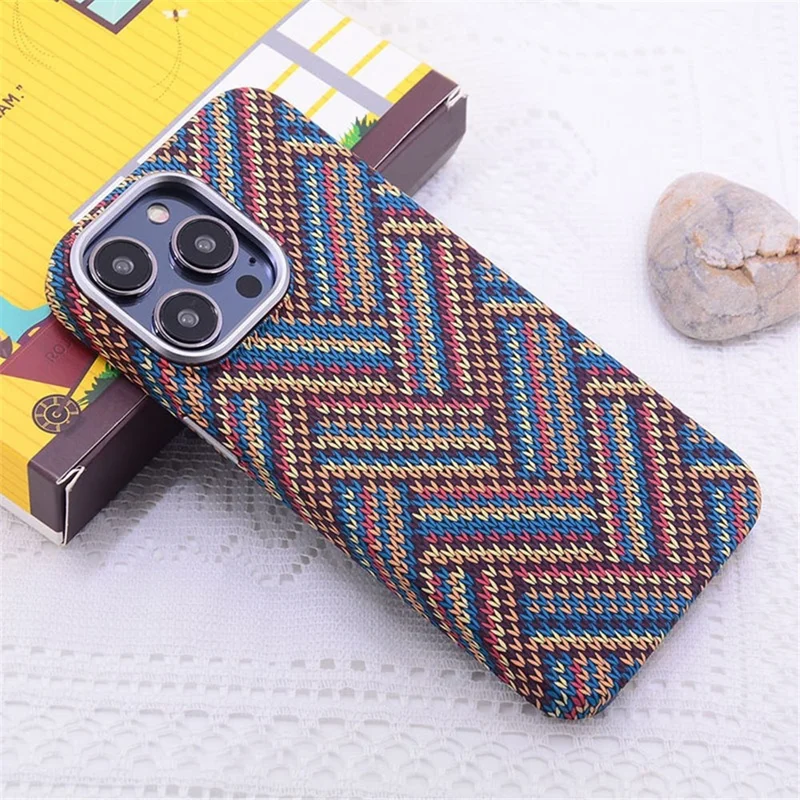 For iPhone 13 Pro 6.1 inch Case PC Luminous Phone Protective Cover Compatible with MagSafe - Colorful V Pattern