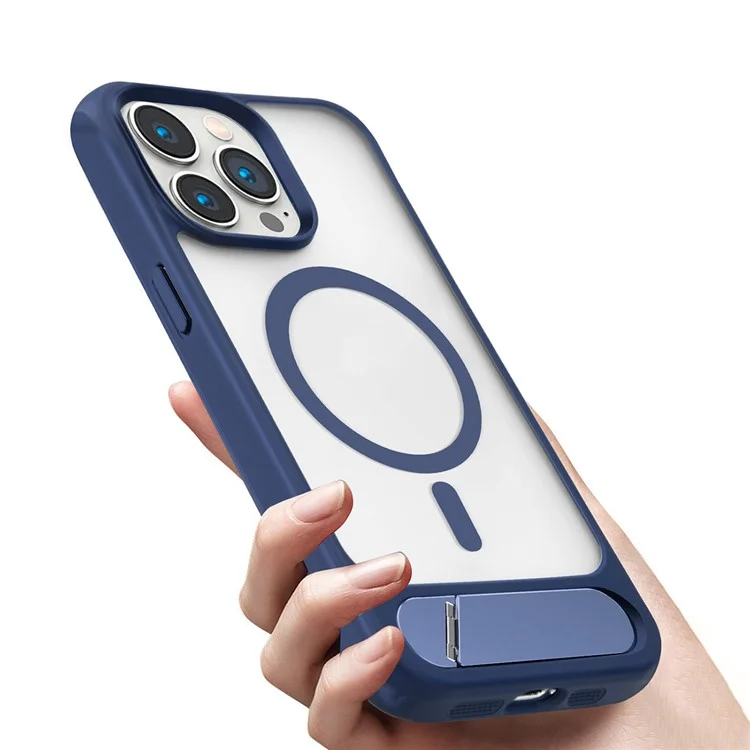 X1 For iPhone 15 Pro Kickstand Phone Case Kompatibel mit MagSafe TPU+PC Phone Cover - Blau