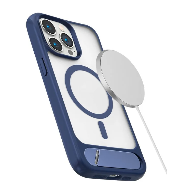 X1 For iPhone 15 Pro Kickstand Phone Case Kompatibel mit MagSafe TPU+PC Phone Cover - Blau