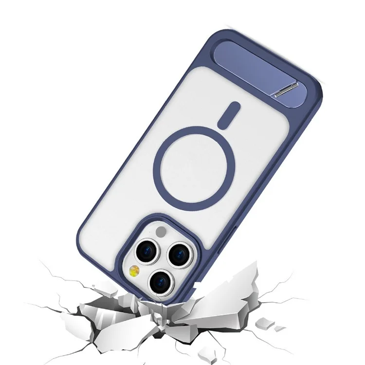 X1 For iPhone 15 Pro Kickstand Phone Case Kompatibel mit MagSafe TPU+PC Phone Cover - Blau