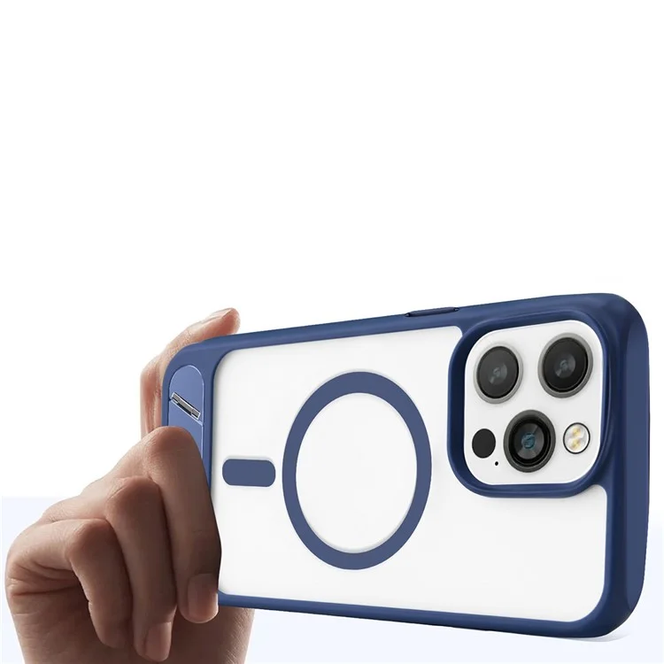 X1 For iPhone 15 Pro Kickstand Phone Case Kompatibel mit MagSafe TPU+PC Phone Cover - Blau