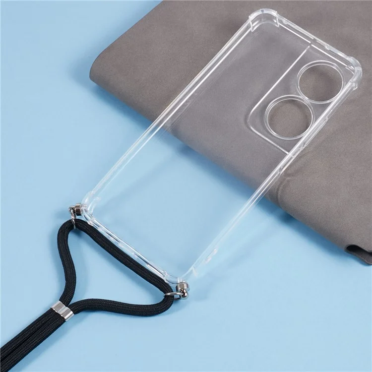 Per Honor X7b 5G TPU Case Four Corner Protection Clear Phone Cover con Cordoncino