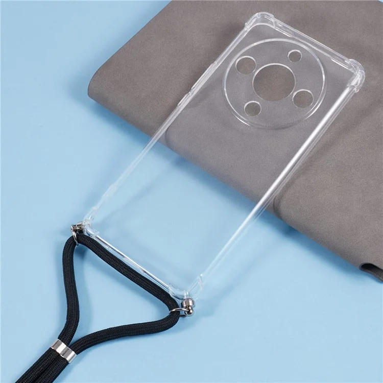Чехол для Honor X9b 5G Reinforced Corner Soft TPU Clear Phone Cover with Lanyard