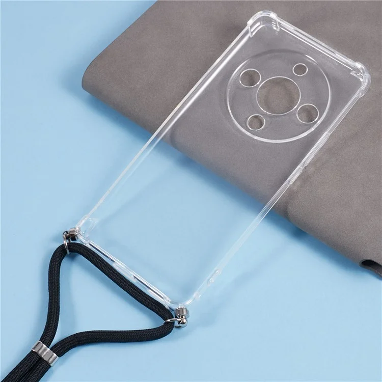 Чехол для Honor X9b 5G Reinforced Corner Soft TPU Clear Phone Cover with Lanyard