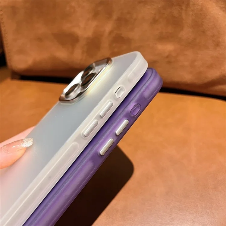 For iPhone 15 Pro Max Case PC+TPU Electroplating Lens Frame Laser Effect Phone Back Cover - Peacock Blue