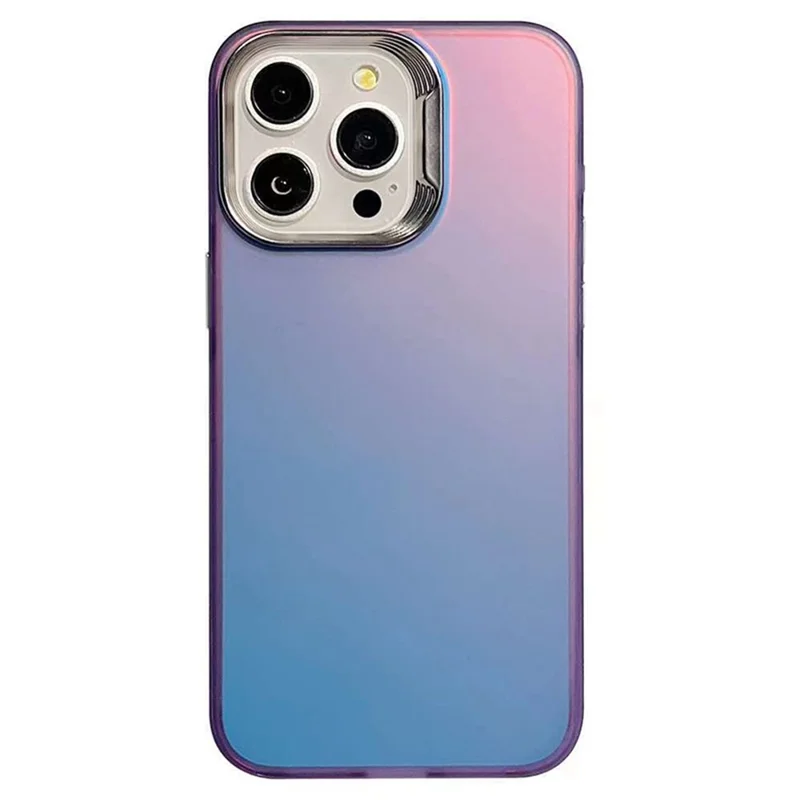 For iPhone 15 Pro Case Laser Effect Gradient Shockproof PC+TPU Phone Cover - Peacock Blue