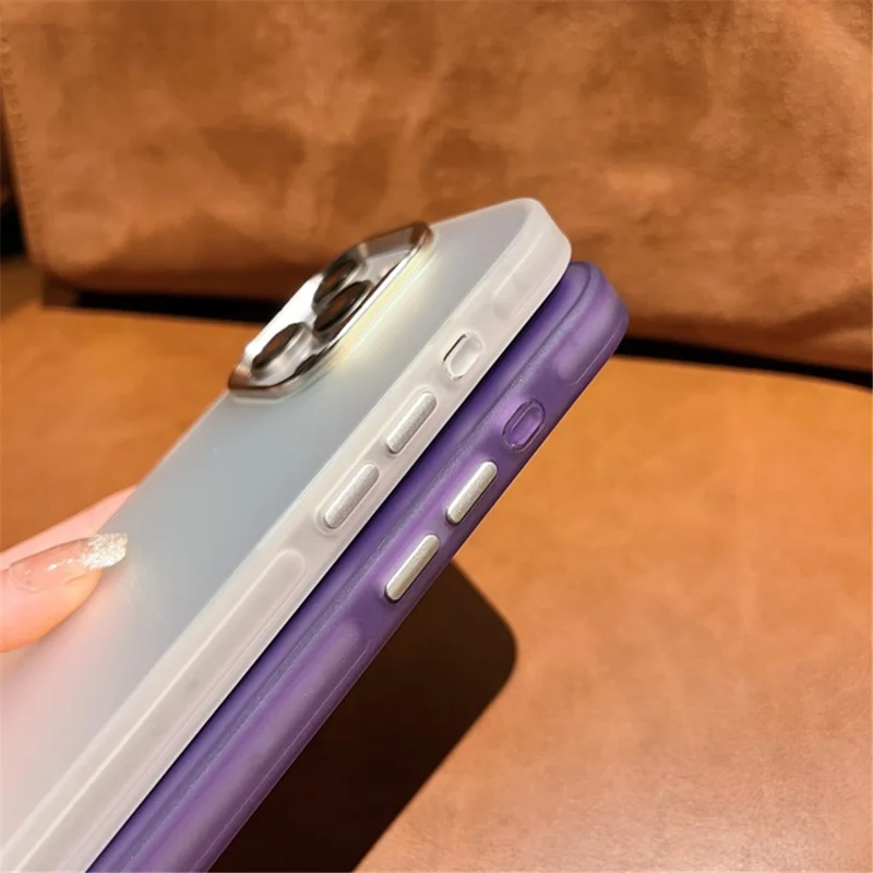 For iPhone 15 Pro Case Laser Effect Gradient Shockproof PC+TPU Phone Cover - Peacock Blue