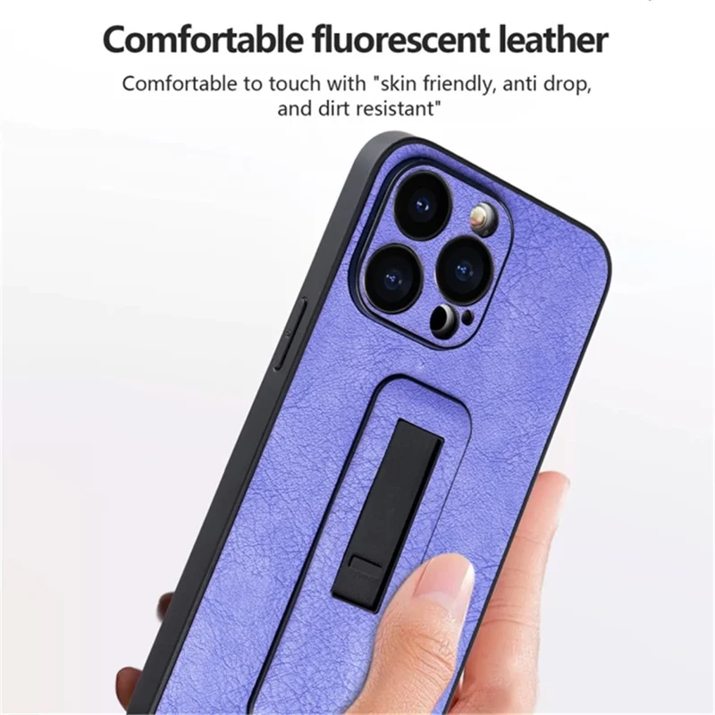 For iPhone 15 Pro Case Push-pull Kickstand PC+PU Leather Anti-drop Phone Cover - Dark Wine Red