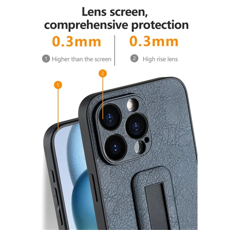 For iPhone 15 Pro Case Push-pull Kickstand PC+PU Leather Anti-drop Phone Cover - Dark Wine Red